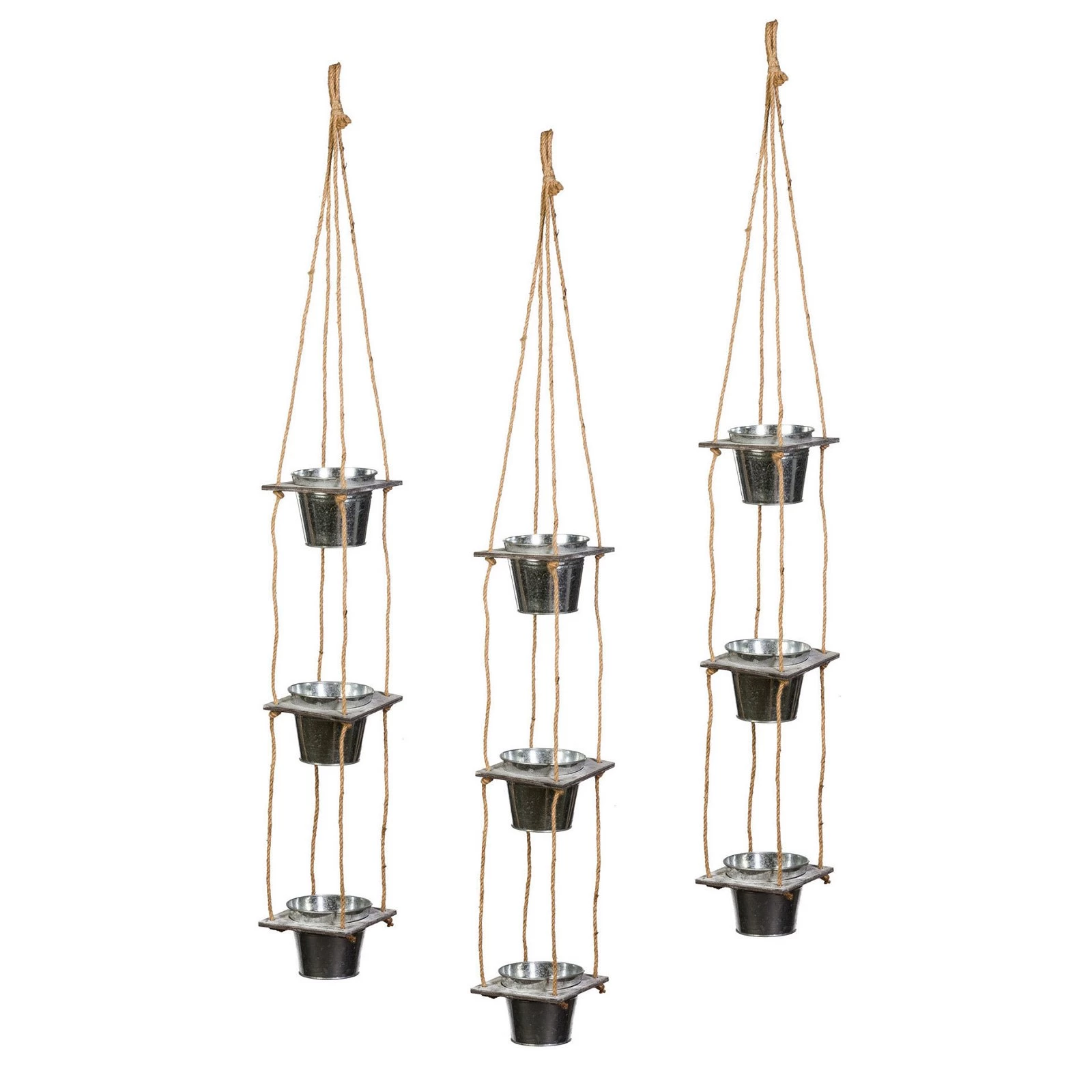 Übertopf, Zink, Silber, Ampel, 3er-Set, 12 X 12 Cm, Höhe 90 + 50 Cm 3 Übertopf, Zink, Silber, Ampel, 3er-Set, 12 X 12 Cm, Höhe 90 + 50 Cm