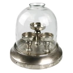 Windlicht Mit Glasglocke, Silber, Höhe 54 Cm