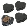 Schiefer-Untersetzer, 4x4er-Set, Herzform, Anthrazit, 10 X 10 X 1 Cm -Fashion Garden Store 0810908865 Schiefer Herz Untersetzer schwarz 80168
