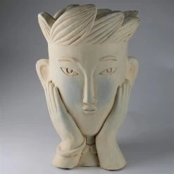 Pflanzkopf 'Mann', Creme, Ø 31 X H 47 Cm