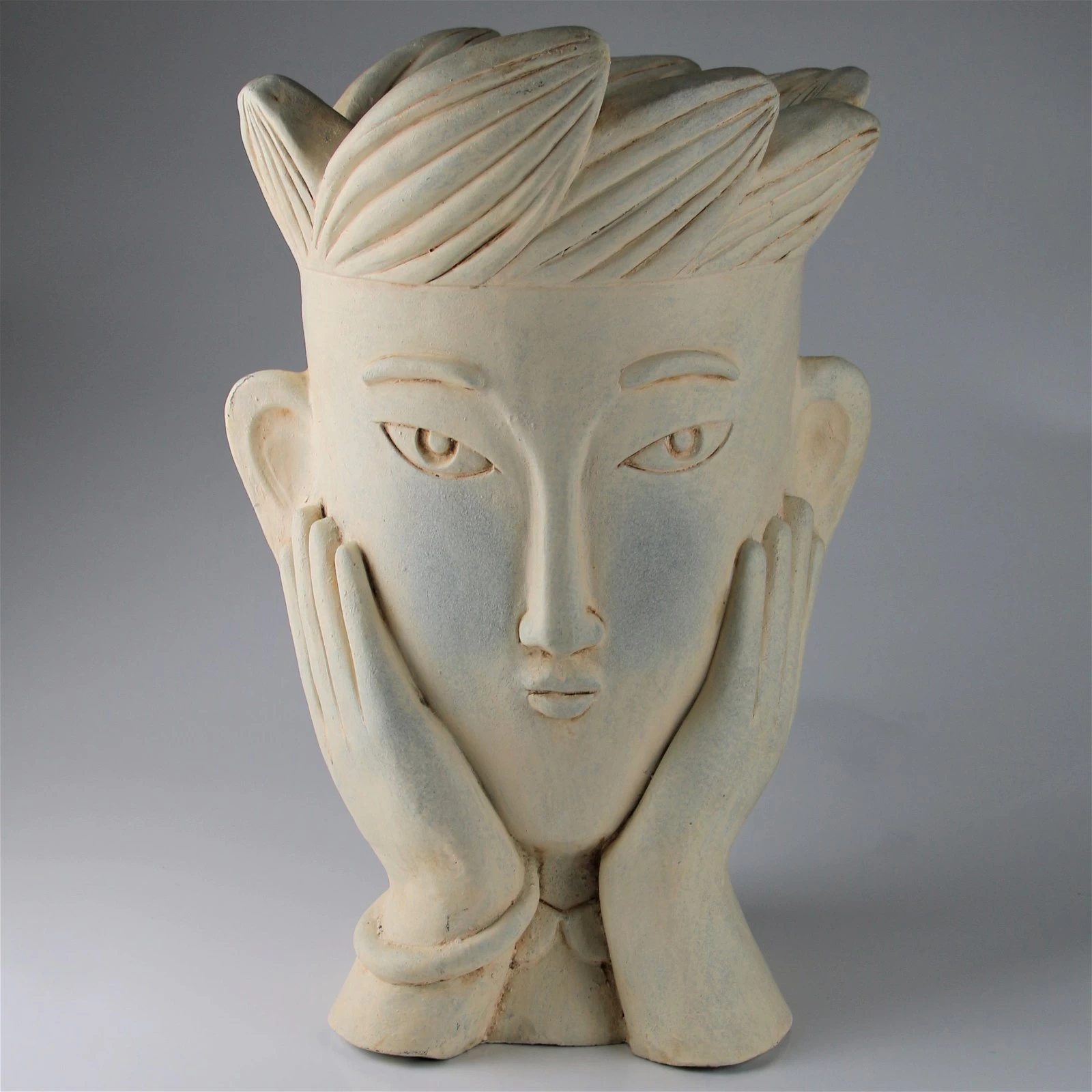 Pflanzkopf 'Mann', Creme, Ø 31 X H 47 Cm 3 Pflanzkopf 'Mann', Creme, Ø 31 X H 47 Cm