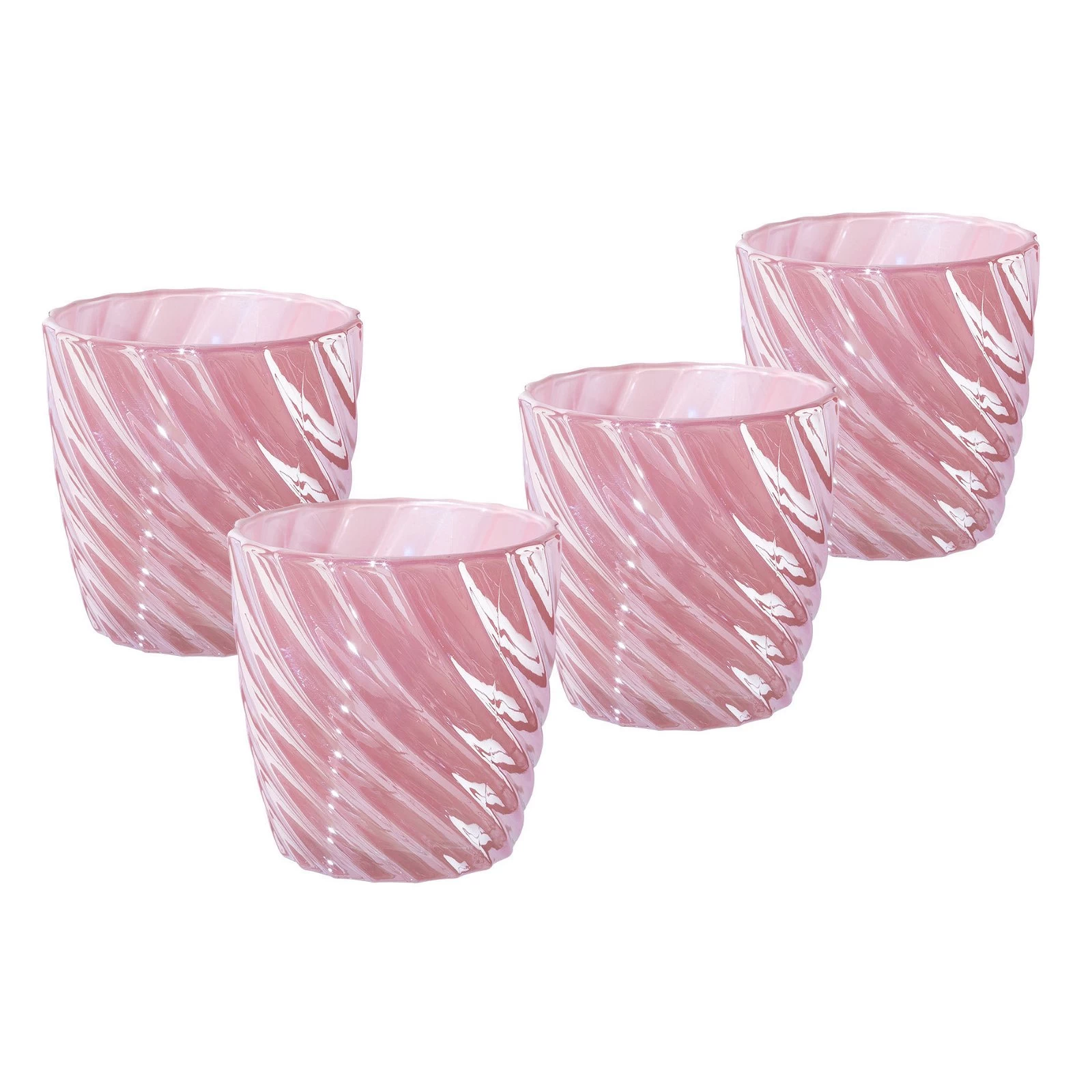 Teelicht Curled LUSTER, 4er-Set, Glas, Rosa 4 Teelicht Curled LUSTER, 4er-Set, Glas, Rosa – Bild 2