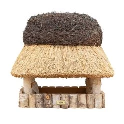 Kölle Vogelhaus „Pellworm“ Mit Reetdach, Eckig, Birke Natur, 45 Cm Hoch