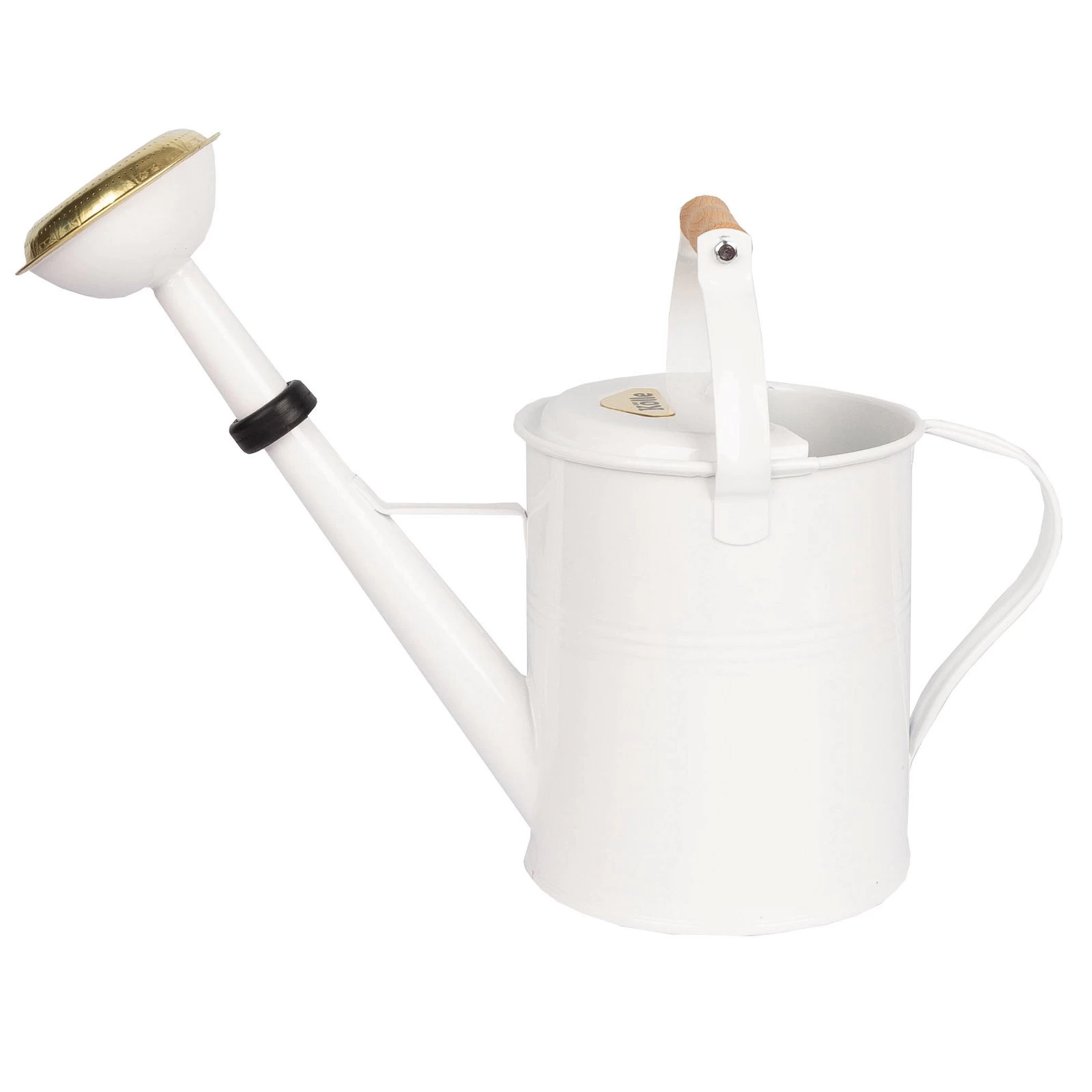 Zinkgießkanne Mit Holzgriff & Messingbrause, Weiß 3 Zinkgießkanne Mit Holzgriff & Messingbrause, Weiß