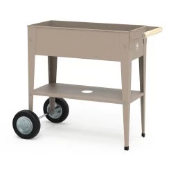 Hochbeet-Trolley Mit Rädern, Taupe, Metall, 75 X 35 X 80 Cm, 47 L -Fashion Garden Store 0980250143 Urban Garden Trolly auf Raedern taupe 1 84522