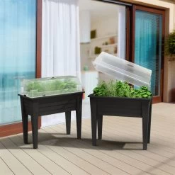 Hochbeet Mit Abnehmbaren Beinen & Deckel, Anthrazit, Ca. 78 X 40 X H 83 Cm