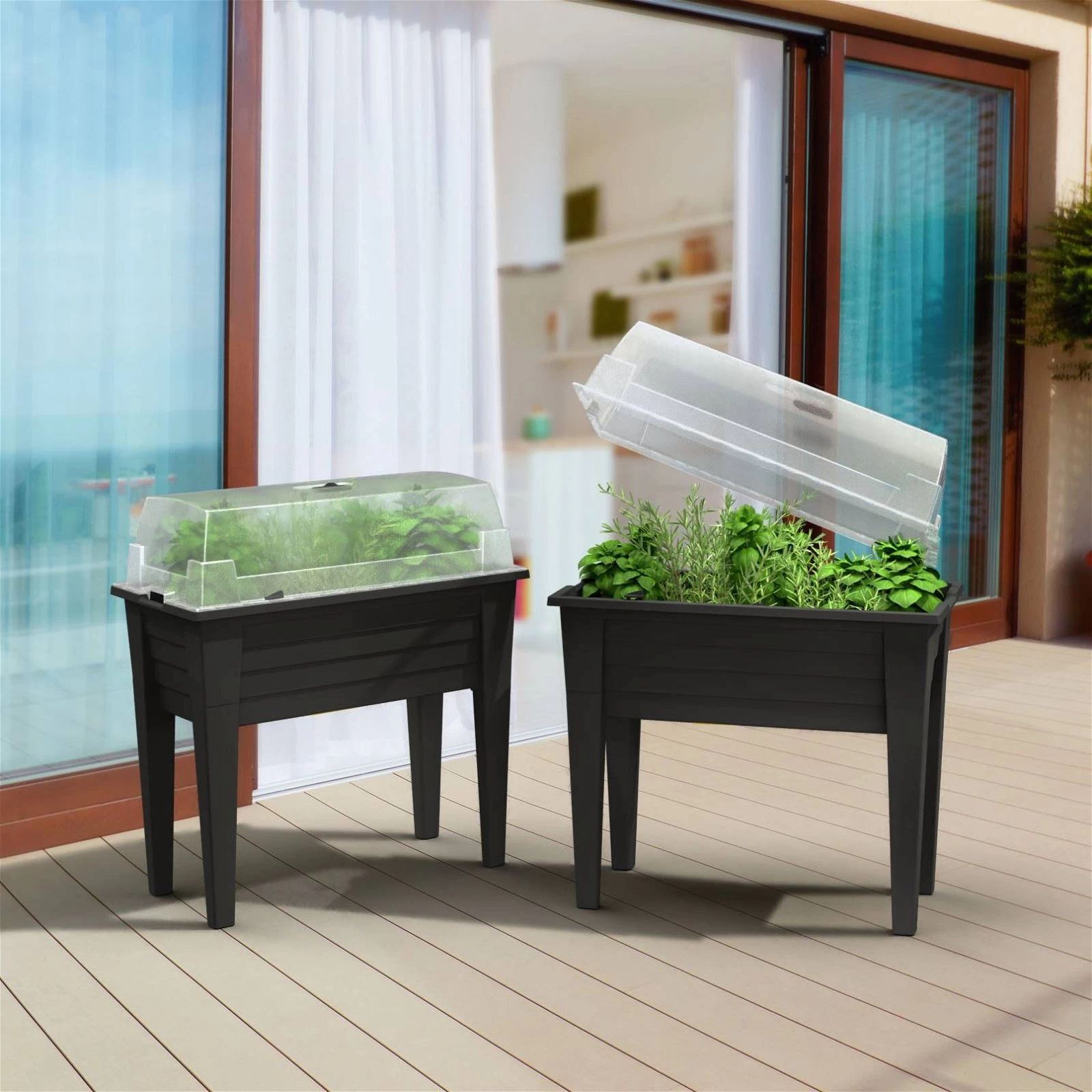 Hochbeet Mit Abnehmbaren Beinen & Deckel, Anthrazit, Ca. 78 X 40 X H 83 Cm 3 Hochbeet Mit Abnehmbaren Beinen & Deckel, Anthrazit, Ca. 78 X 40 X H 83 Cm