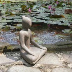 Steinguss Gartenornament 'Yoga', Natur, 26 X 18 X 31 Cm -Fashion Garden Store 0980306816 steinguss gartenornament yoga 3 123353