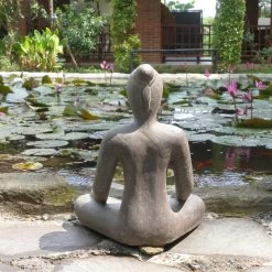 Steinguss Gartenornament 'Yoga', Natur, 26 X 18 X 31 Cm -Fashion Garden Store 0980306816 steinguss gartenornament yoga 4 123352