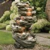 Gartenbrunnen Mit Warmlicht, Echtholzoptik, 61 X 45 X 102 Cm -Fashion Garden Store 0980500093 Polyresin Brunnen warmlicht 2 84959