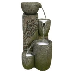 Kölle Polyresin Brunnen Inkl. Pumpe & Licht, Ca. 33 X 34 X 57 Cm