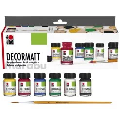 Decormatt Starterset, 1 Pinsel, 6x Decormatt Acryl á 15ml