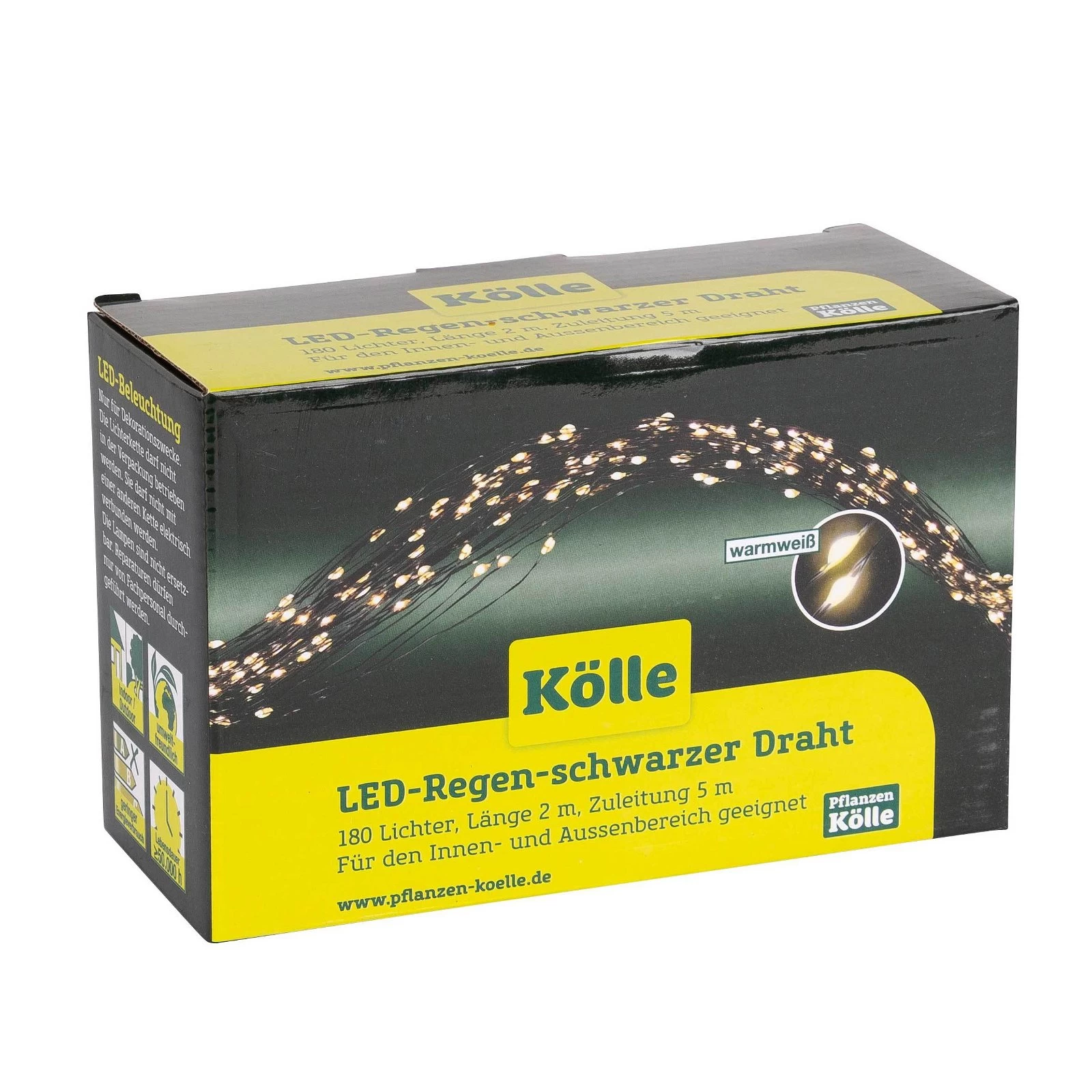 Kölle LED Regen 180 Lichter, Warmweiß, 2 M, Schwarzer Draht 4 Kölle LED Regen 180 Lichter, Warmweiß, 2 M, Schwarzer Draht – Bild 2