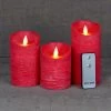 LED-Echtwachskerze, 3 Stück, Rot, Flackernd, 7,5 X 10/ 12,5/ 15 Cm -Fashion Garden Store 2040304563 LED Echtwachskerze magic Flame 3er rot Batterie 96701
