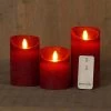 3er-Set LED-Echtwachskerze, Magic Flame, Weinrot, Fernbedienung, Batterie -Fashion Garden Store 2040304724 LED Echtwachskerze Magic Flame 3er 7x10 12 15cm weinrot Fernb 78559