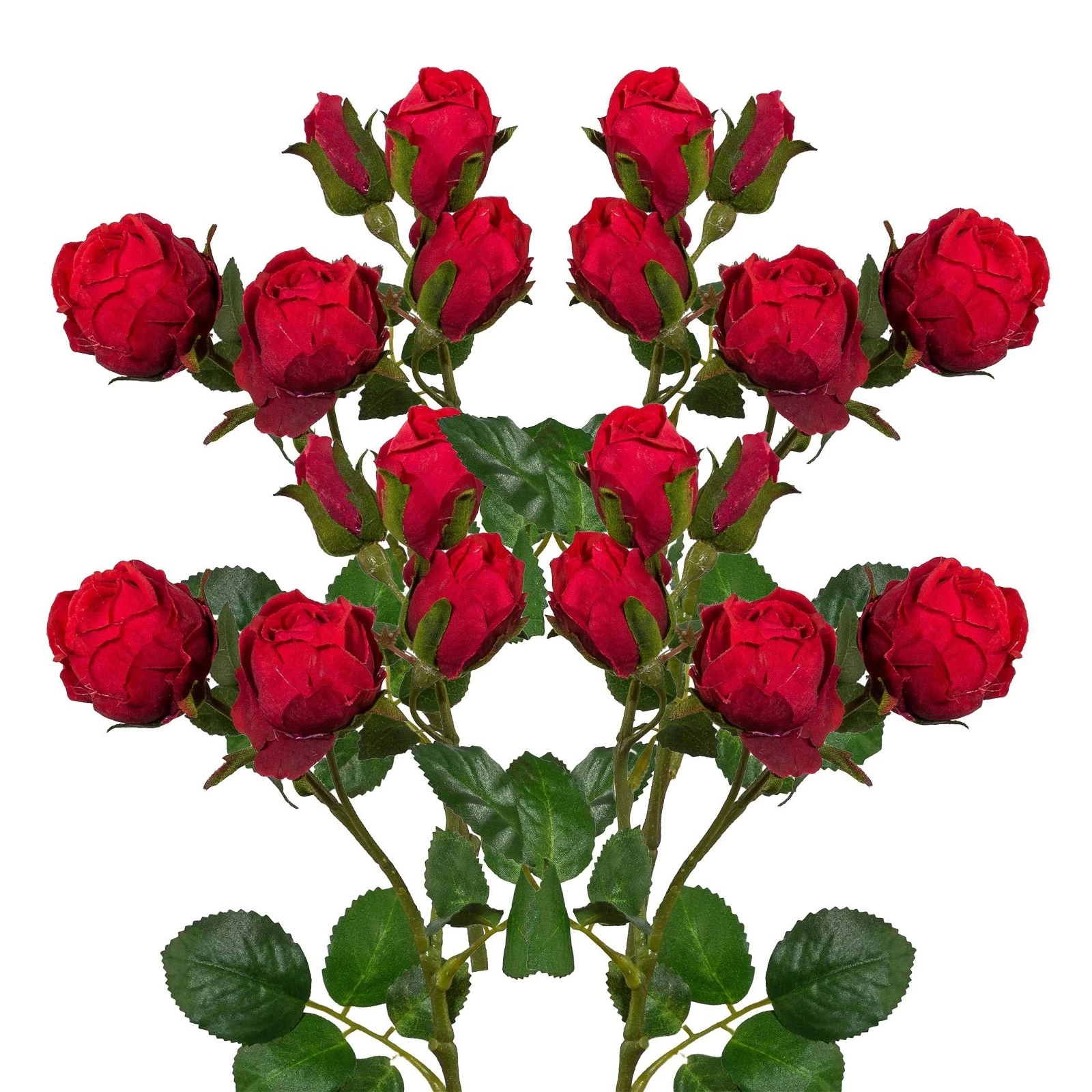 Kunstpflanze Polyantarose, Rot, 39 Cm, 4 Stück 3 Kunstpflanze Polyantarose, Rot, 39 Cm, 4 Stück