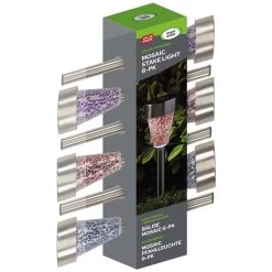 Mosaic Solarpfahlleuchte, Edelstahl / Glas, Silber / Bunt, 36 X 7,5 Cm, 6er Pack 8 Mosaic Solarpfahlleuchte, Edelstahl / Glas, Silber / Bunt, 36 X 7,5 Cm, 6er Pack -Fashion Garden Store 2950100372 Solarpfahlleuchte Mosaic 6Stueck PRINT 61371
