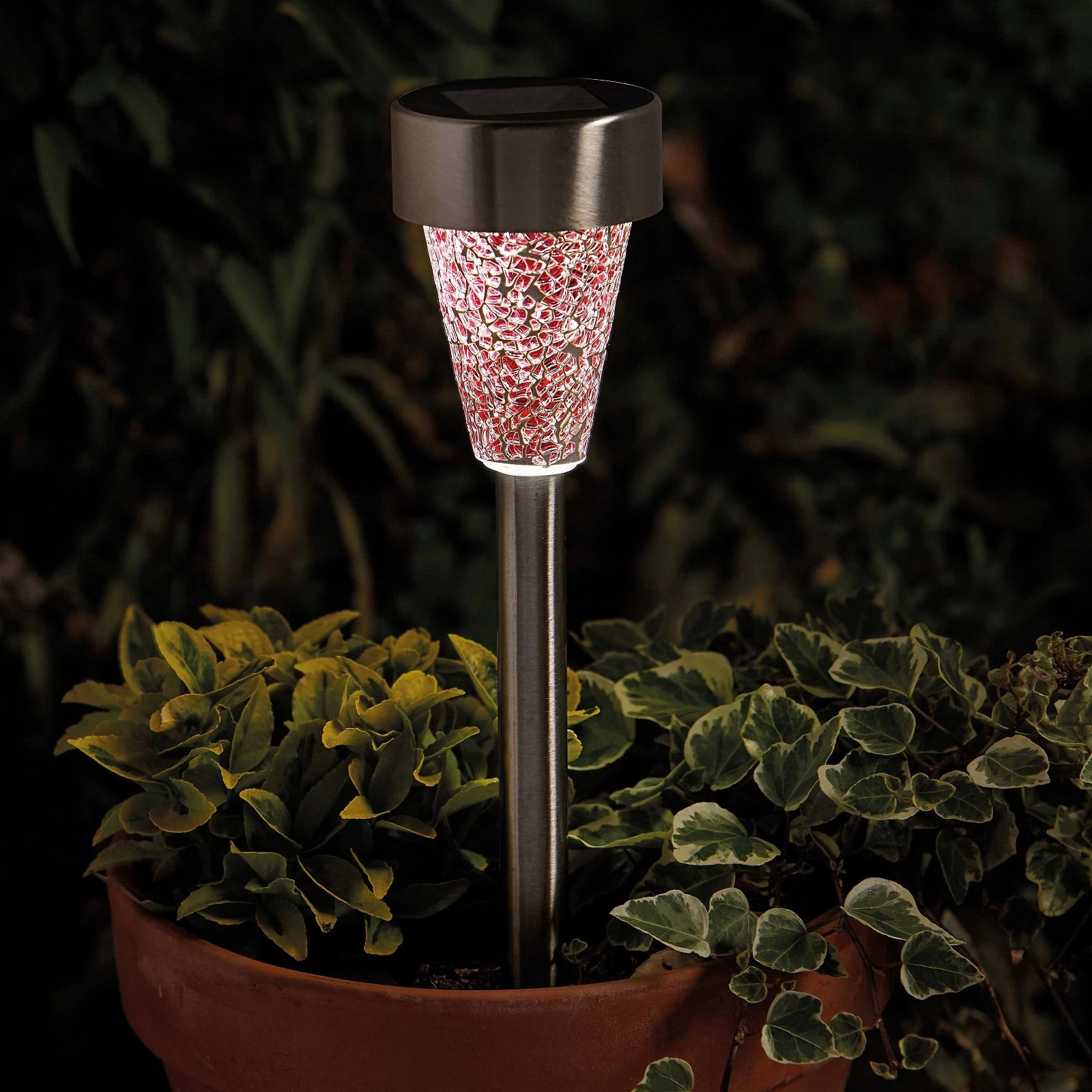 Mosaic Solarpfahlleuchte, Edelstahl / Glas, Silber / Bunt, 36 X 7,5 Cm, 6er Pack 3 Mosaic Solarpfahlleuchte, Edelstahl / Glas, Silber / Bunt, 36 X 7,5 Cm, 6er Pack