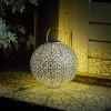 Kölle Solarlaterne Jumbo Damast, Silber Matt, Höhe 32 Cm, Ø 30 Cm -Fashion Garden Store 2950100471 Koelle Solarlaterne JUMBO Damast Silber matt H32cm D30cm 70938