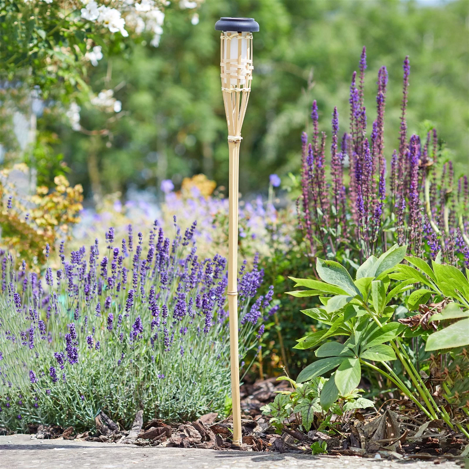 Solar-Bambusfackel Mit Flammeneffekt, Höhe Ca. 90 Cm 3 Solar-Bambusfackel Mit Flammeneffekt, Höhe Ca. 90 Cm