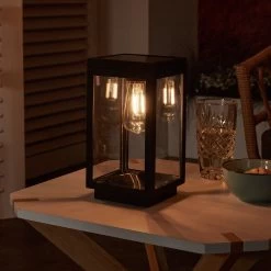 Solar-Tischleuchte 'Amsterdam', Schwarz, Ø 12 X H 22 Cm -Fashion Garden Store 2950100715 Solar Kunststoff Tischleuchte Amsterdam 4 120465