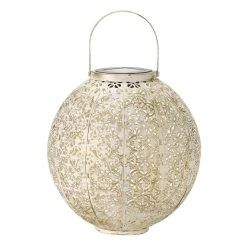 Solarlaterne Damast, Creme, Ø 18 Cm