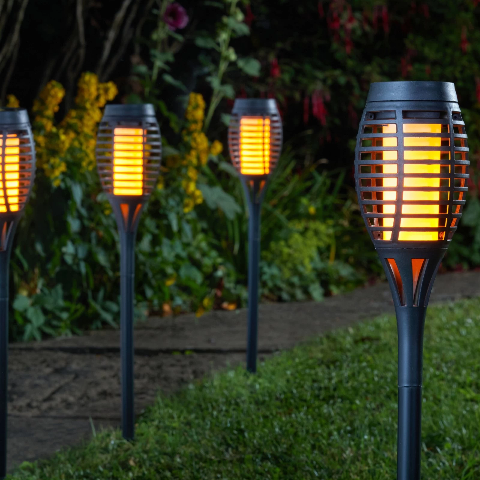 Solar Gartenfackel, 5er-Pack, Schwarz, 47 X 7,4 Cm 3 Solar Gartenfackel, 5er-Pack, Schwarz, 47 X 7,4 Cm