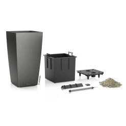 LECHUZA Cubico Premium, All-in-One-Set, Anthrazit-metallic, 22x22, H:41 Cm -Fashion Garden Store 3325100090 Cubico Premium22 anthrazit All in One Set 22x22x41cm RGB 3 7753