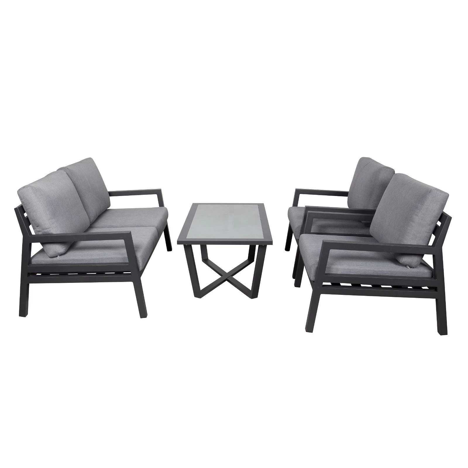 4-teilige Lounge-Gruppe 'Piazza', Tisch Mit Glasplatte, Inklusive Auflagen 4 4-teilige Lounge-Gruppe 'Piazza', Tisch Mit Glasplatte, Inklusive Auflagen – Bild 2