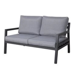 4-teilige Lounge-Gruppe 'Piazza', Tisch Mit Glasplatte, Inklusive Auflagen 13 4-teilige Lounge-Gruppe 'Piazza', Tisch Mit Glasplatte, Inklusive Auflagen -Fashion Garden Store 3910302532 Alu Loungergruppe Piazza 4tlg schwarz inkl Kissen grau Tisch mit Glasplatte3 74482