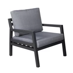 4-teilige Lounge-Gruppe 'Piazza', Tisch Mit Glasplatte, Inklusive Auflagen 12 4-teilige Lounge-Gruppe 'Piazza', Tisch Mit Glasplatte, Inklusive Auflagen -Fashion Garden Store 3910302532 Alu Loungergruppe Piazza 4tlg schwarz inkl Kissen grau Tisch mit Glasplatte4 74481