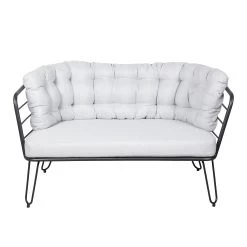 4-teilige Lounge-Gruppe 'Bella', Schwarz, Inklusive Auflagen -Fashion Garden Store 3910302533 Alu Loungergruppe Bella 4tlg schwarz inkl Kissen hellgrau10 74490