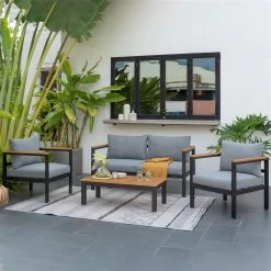 Loungeset 'Kingsbury' Inkl. Auflagen, 5tlg., Dunkelgrau -Fashion Garden Store 3910302647 Alu Loungeset Kingsbury 2 102907