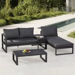 Best Loungegruppe 'Navarino', 4lgt., Anthrazit -Fashion Garden Store 3910302684 Loungegruppe Navarino 4tlg anthrazit anthrazit 1 100749