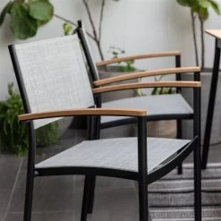 Stapelsessel 'Vera', Mattschwarz/birkengrau, Ca. 83 X 55 X 55 Cm 12 Stapelsessel 'Vera', Mattschwarz/birkengrau, Ca. 83 X 55 X 55 Cm -Fashion Garden Store 3910302710 Alu Stapelsessel Vera matt schwarz Textilen birkengrau 21 3 119302