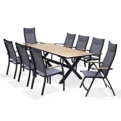 Stapelsessel 'Panama', Schwarz/grau, Ca. 100 X 65 X 62 Cm -Fashion Garden Store 3910302712 Alu Stapelstuhl Panama schwarz Textilen 3D mesh grau 1 119336