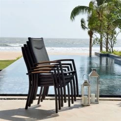 Stapelsessel 'Panama', Schwarz/grau, Ca. 100 X 65 X 62 Cm -Fashion Garden Store 3910302712 Alu Stapelstuhl Panama schwarz Textilen 3D mesh grau 2 119334