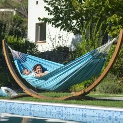 LA SIESTA Hängematte 'Modesta', Azure, Doppel - L 350 X B 160 Cm -Fashion Garden Store 3940200337 Doppel Haengematte Modesta Azure Bio Baumwolle 3 106111