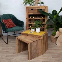 Yoga Tisch Cube Im Indischen Stil, Shishamholz, Natur, 50 X 35 X 35 Cm -Fashion Garden Store 3980100046 YOGA Indien Tisch Cube 100061