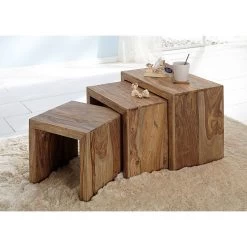 YOGA Tisch Cube Im Indischen Stil, Massives Sheeshamholz, Natur -Fashion Garden Store 3980100046 YOGA Indien Tisch Cube klein 880x880 52520 1