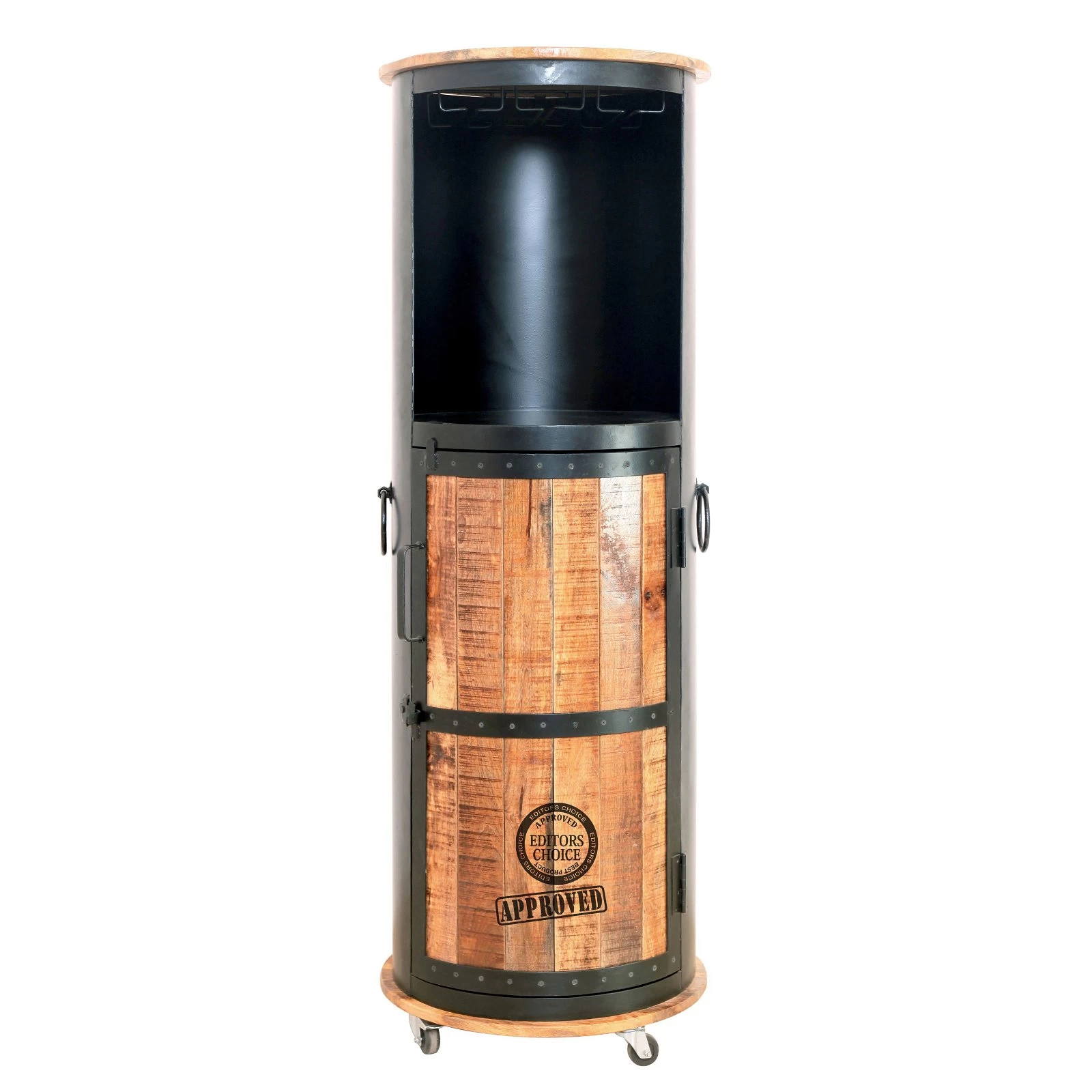 IRON Bar Auf Rollen Für 9 Flaschen, Mangoholz, Ca. 57 X 57 X H 165 Cm 4 IRON Bar Auf Rollen Für 9 Flaschen, Mangoholz, Ca. 57 X 57 X H 165 Cm – Bild 2